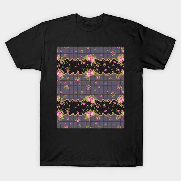 Pink Roses with Gold Ropes T-Shirt by ilhnklv